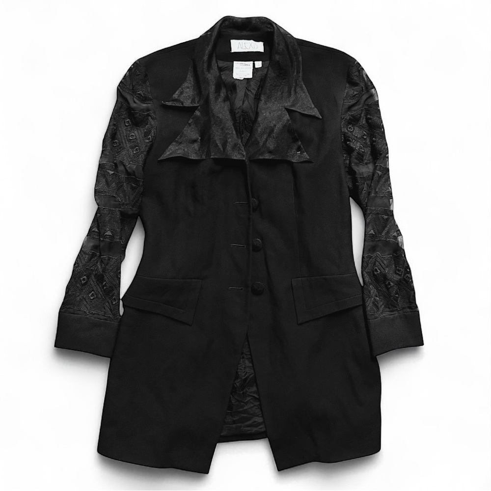 ALEXIS Vintage Black Blazer Dress w/ Lace Sleeves